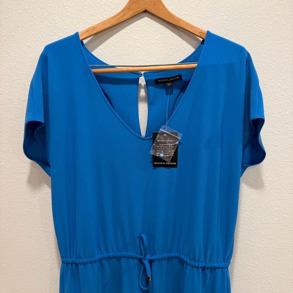 Boston Proper Vibrant Blue Capri Short Sleeve Jumpsuit Size XL NWT - Picture 3 of 12